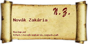 Novák Zakária névjegykártya